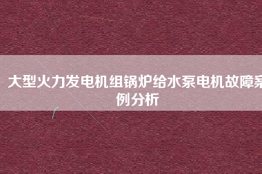 大型火力發(fā)電機組鍋爐給水泵電機故障桉例分析